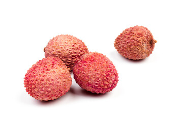 Ripe lychee isolated on white background. Close up