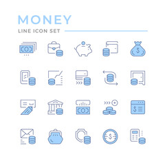 Set color line icons of money