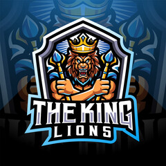 The king lions esport mascot logo design © Visink.art