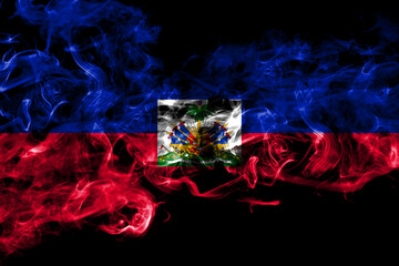 Haiti smoke flag isolated on black background