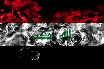 Iraq smoke flag isolated on black background