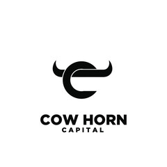 cow horn head ring nose initial letter c logo icon design vector illustration white background