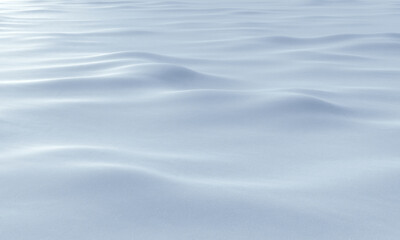White snow field with bumps and waves blue background