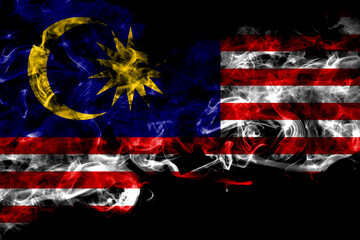 Malaysia, Malaysian smoke flag isolated on black background