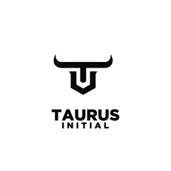 bull horn head taurus initial letter t u logo icon design vector illustration white background