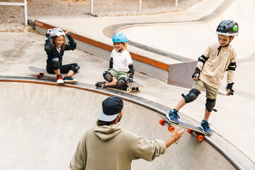 Smiling kids wearing safety gear © Drobot Dean