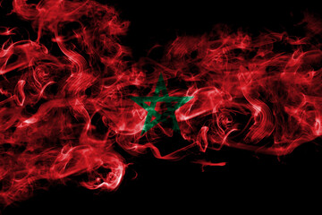 Morocco, Moroccan smoke flag isolated on black background