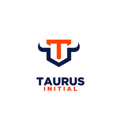 bull horn head taurus initial letter t u logo icon design vector illustration white background