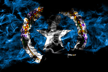 Fototapeta premium Northern Mariana Islands smoke flag isolated on black background