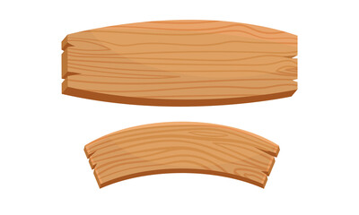 Wooden Sign or Billboard as Rustic Destination Pointing or Door Plaque Vector Set