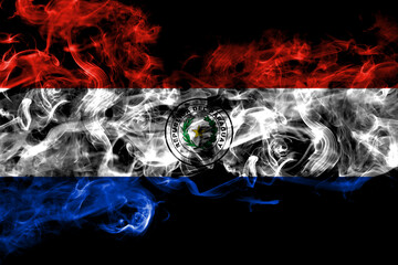 Paraguay, Paraguayan smoke flag isolated on black background