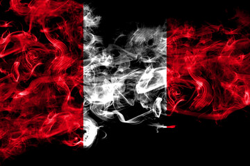 Peru, Peruvian smoke flag isolated on black background