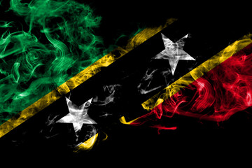 Saint Kitts and Nevis smoke flag isolated on black background