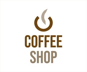 Fototapeta premium Simple logo for coffee shop in two colors, brown & pastel brown. The logo is of minimalist design for wide use.