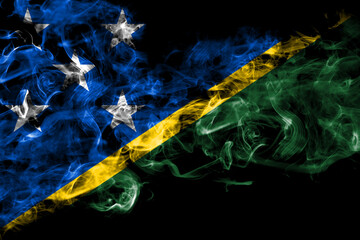 Solomon Islands smoke flag isolated on black background