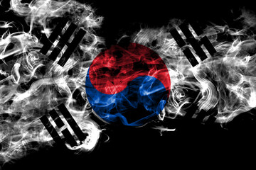 South Korea, Korean smoke flag isolated on black background