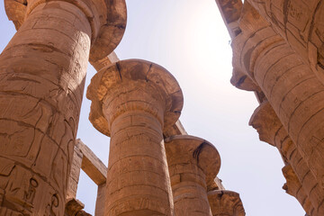Pillars at Karnak Temple. Great Hypostyle of Luxor, Egypt