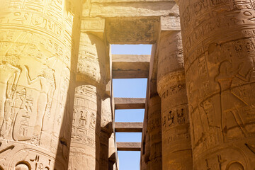 Pillars at Karnak Temple. Great Hypostyle of Luxor, Egypt