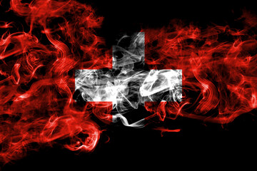Switzerland, Swiss smoke flag isolated on black background
