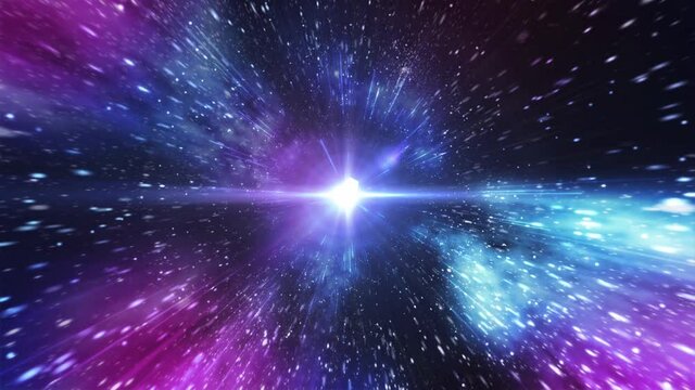 宇宙　ワープ　CG　銀河　背景　ループ 　青紫