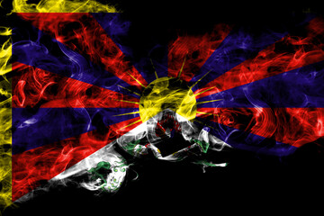 Tibet, Tibetan, China, Chinese  smoke flag isolated on black background