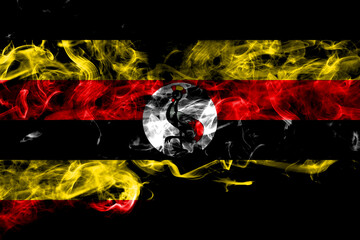 Uganda smoke flag isolated on black background
