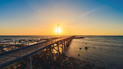 Iconic Moonta Bay jetty at sunset, Yorke Peninsula,  South Australia