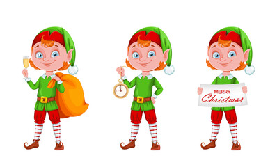 Cute Christmas elf cartoon character