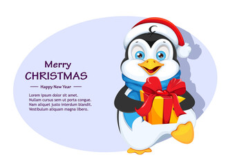 Funny penguin cartoon character