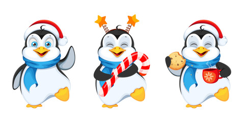Funny penguin cartoon character