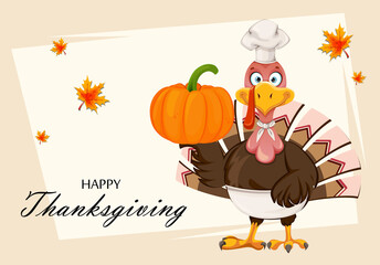 Funny cartoon character Thanksgiving Turkey bird