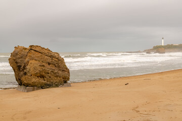 Biarritz in France, panorama of the beach, the « grande plage »
