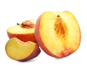 Sweet cut peach on white background