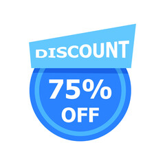Sale discount icon with white background. Special offer price signs, Discount 75% OFF