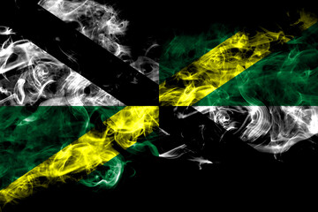 United States of America, America, US, USA, American, Monterey, California smoke flag isolated on black background