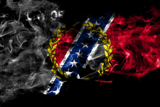 United States of America, America, US, USA, American, Montgomery, Alabama smoke flag isolated on black background