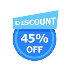 Sale discount icon with white background. Special offer price signs, Discount 45% OFF