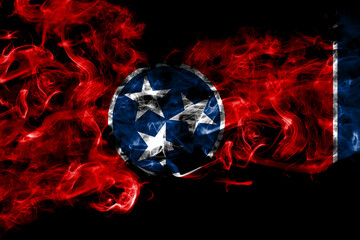 United States of America, America, US, USA, American, Tennessee smoke flag isolated on black background