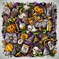 Cartoon vector doodles Happy Halloween illustration