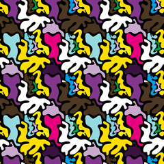 color abstract ethnic seamless pattern in graffiti style with elements of urban modern style bright quality illustration for your design