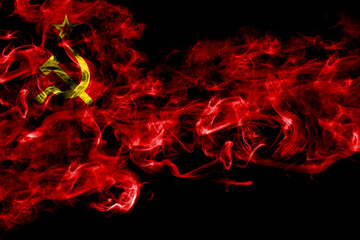 USSR, Soviet, Russia, Russian, Communism smoke flag isolated on black background