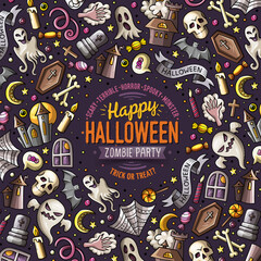 Cartoon vector doodles Happy Halloween frame card design