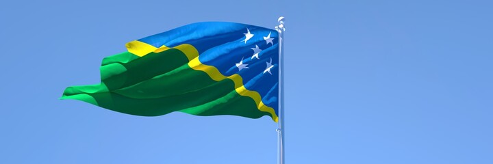 3D rendering of the national flag of Solomon Islands waving in the wind