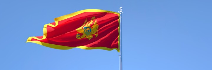 3D rendering of the national flag of Montenegro waving in the wind