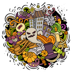 Cartoon vector doodles Happy Halloween illustration.