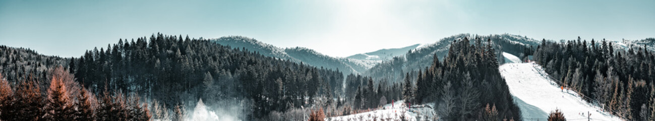 mountains panorama with clouds in the sky