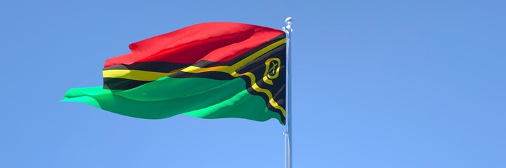 3D rendering of the national flag of Vanuatu waving in the wind