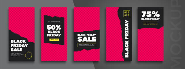 Black Friday Sale. Trendy editable instagram
Stories template. Design  for social media. 