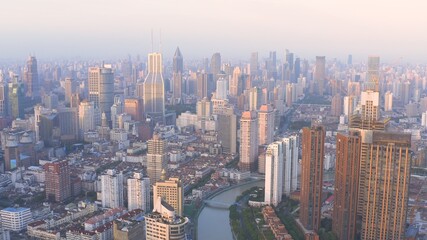 Fototapeta na wymiar aerial view of city skyline