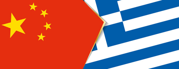 China and Greece flags, two vector flags.